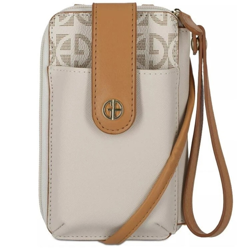GIANI BERNINI Beige and Brown Wristlet Wallet